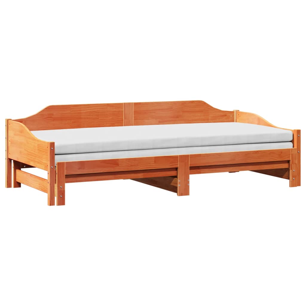 daybed med udtræk 80x200 cm massivt fyrretræ gyldenbrun