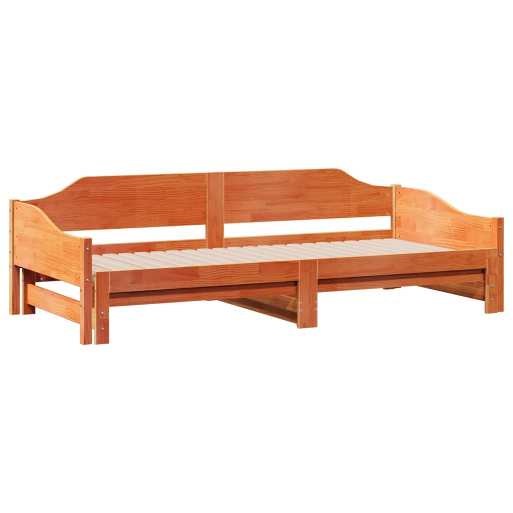 daybed med udtræk 80x200 cm massivt fyrretræ gyldenbrun