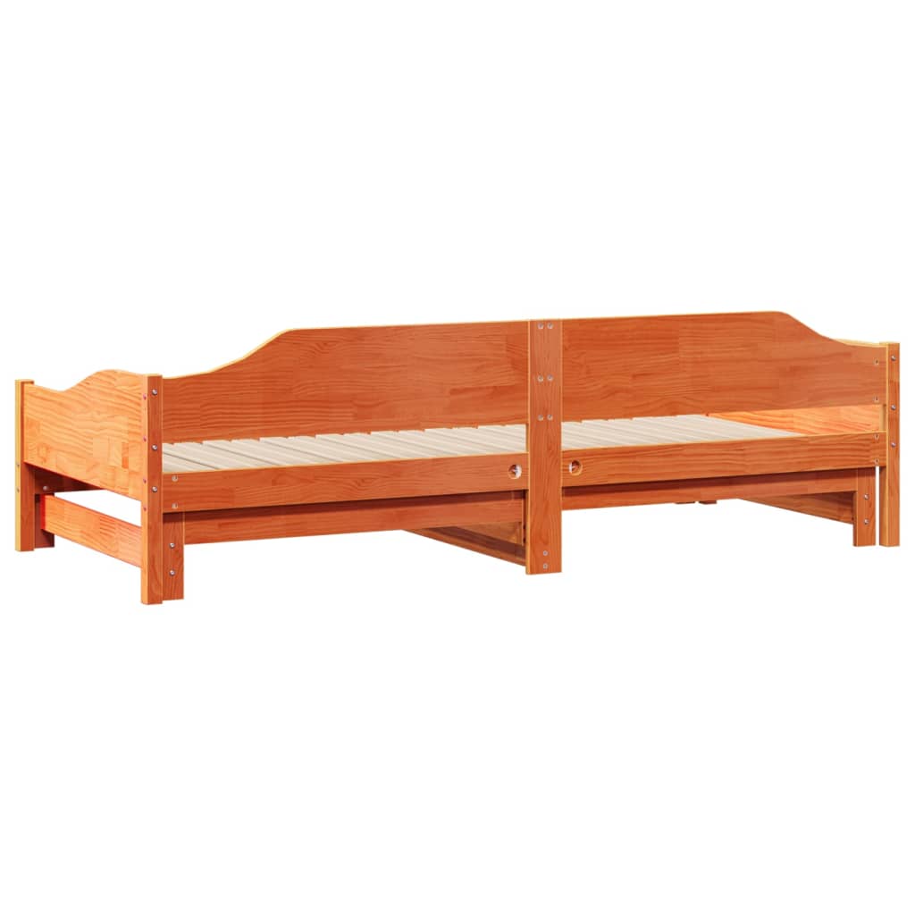 daybed med udtræk 80x200 cm massivt fyrretræ gyldenbrun
