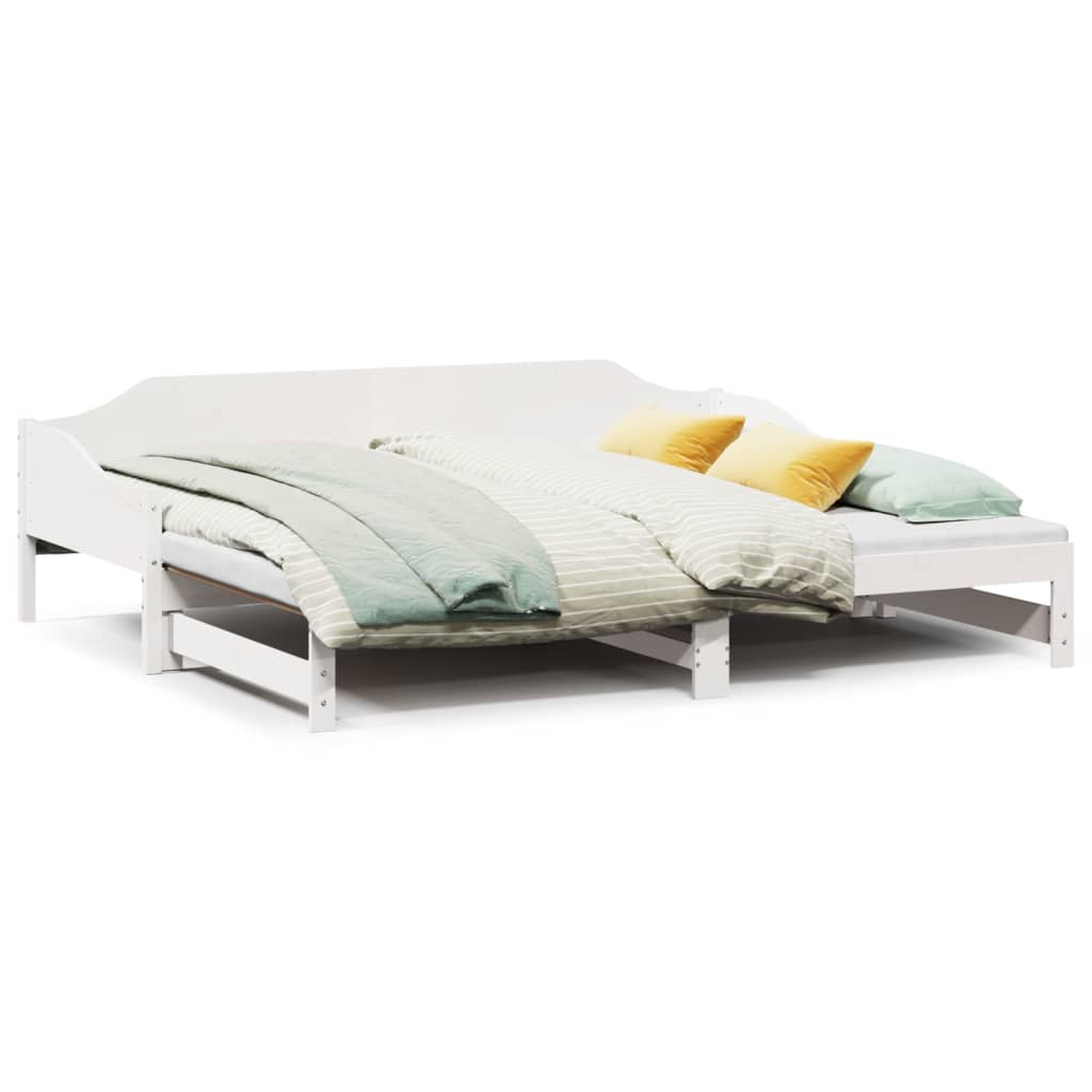 daybed med udtræk 90x200 cm massivt fyrretræ hvid