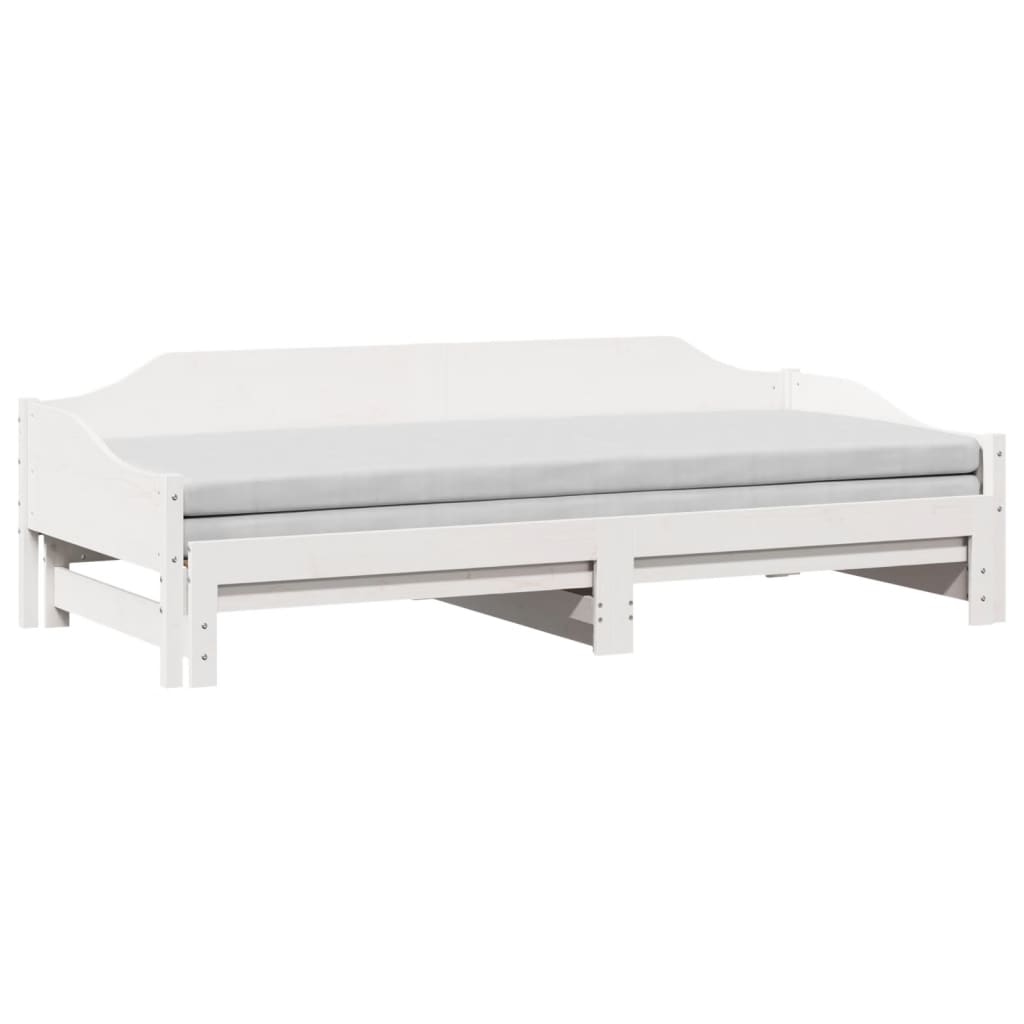 daybed med udtræk 90x200 cm massivt fyrretræ hvid