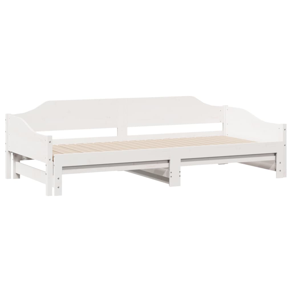 daybed med udtræk 90x200 cm massivt fyrretræ hvid