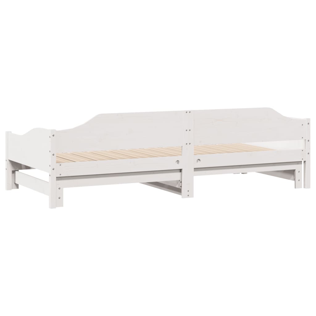 daybed med udtræk 90x200 cm massivt fyrretræ hvid