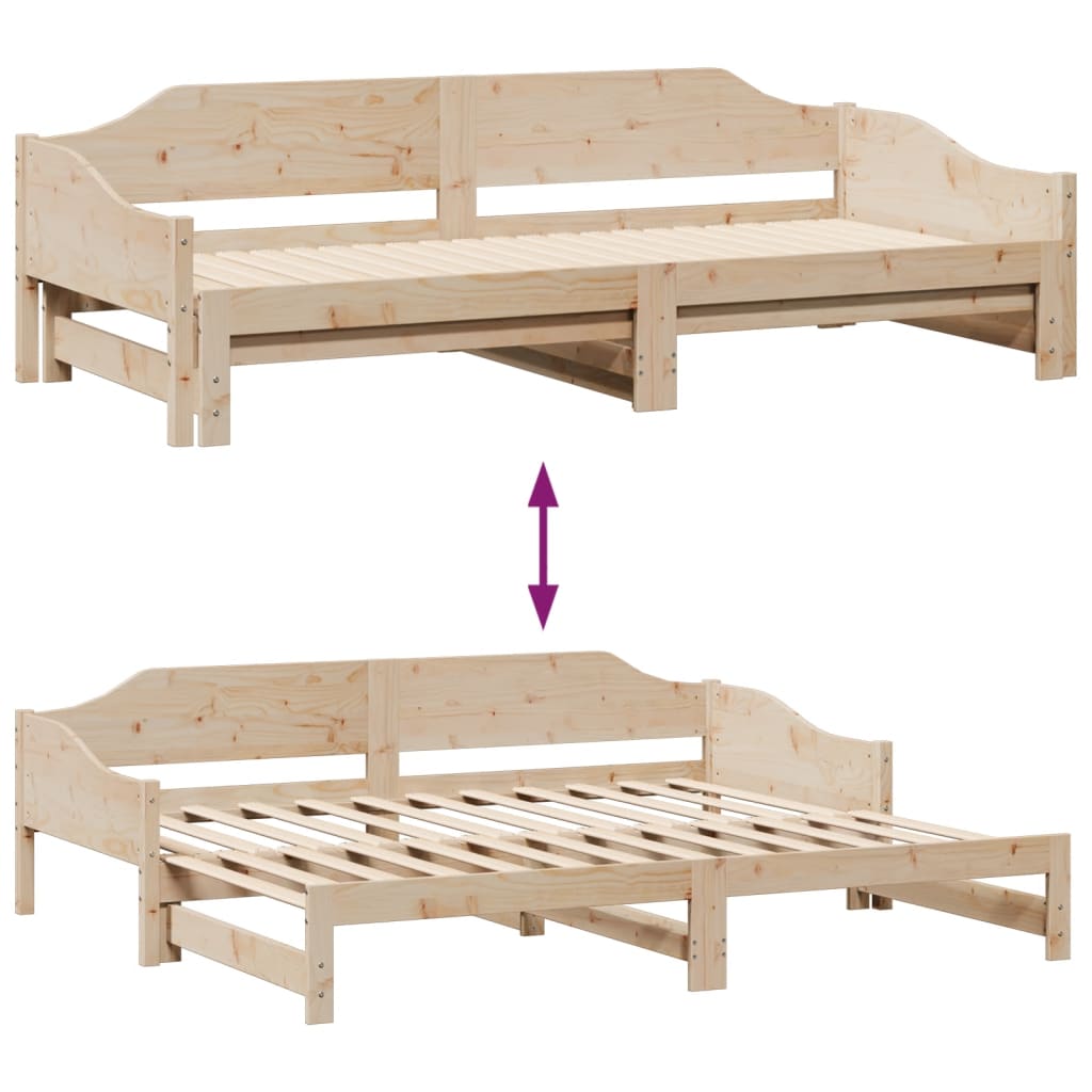daybed med udtræk 90x190 cm massivt fyrretræ