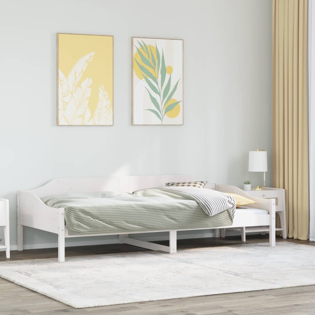 sengeramme uden madras 80x200 cm massivt fyrretræ hvid