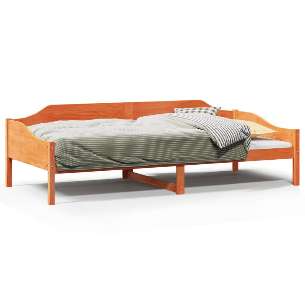 sengeramme uden madras 80x200 cm massivt fyrretræ gyldenbrun
