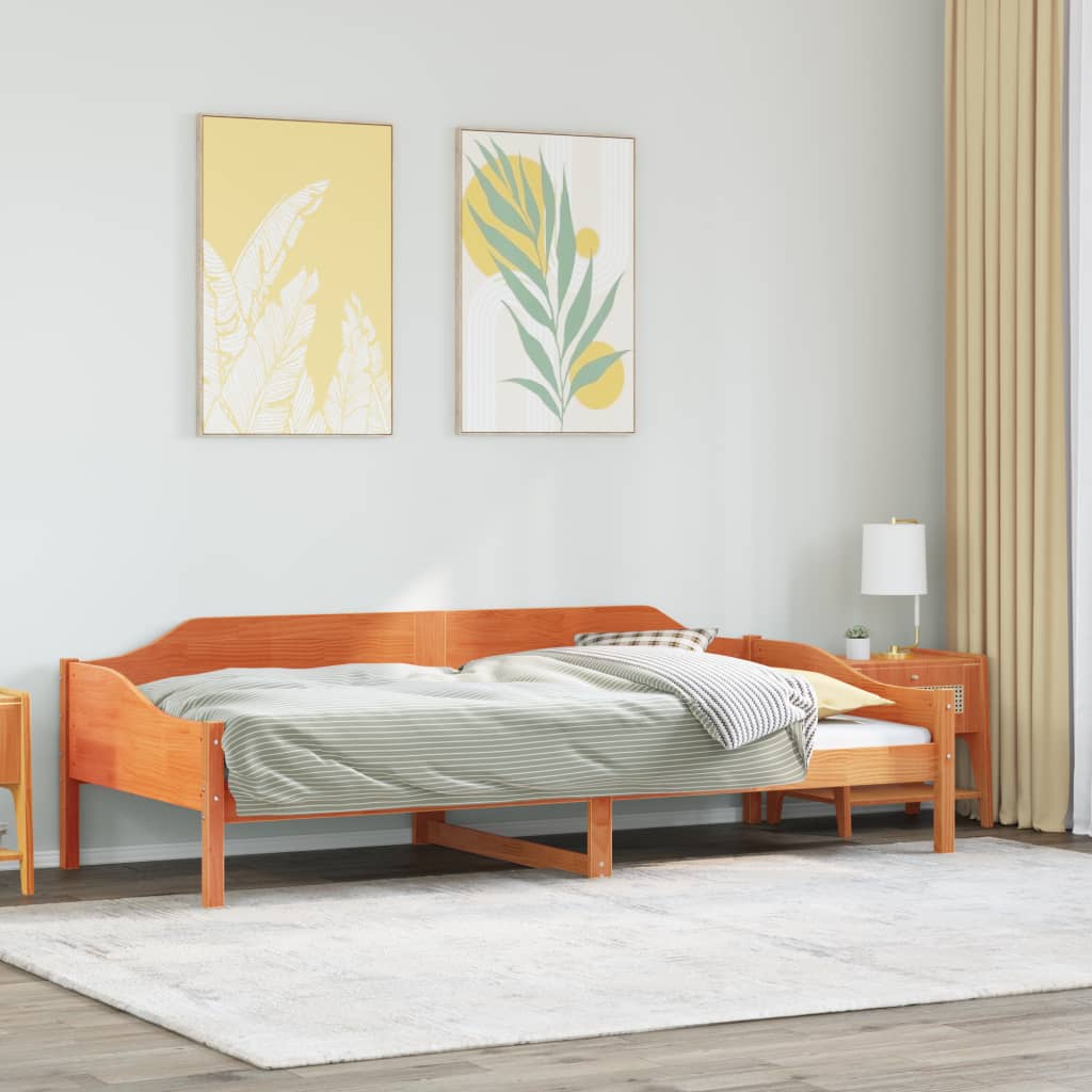 sengeramme uden madras 80x200 cm massivt fyrretræ gyldenbrun