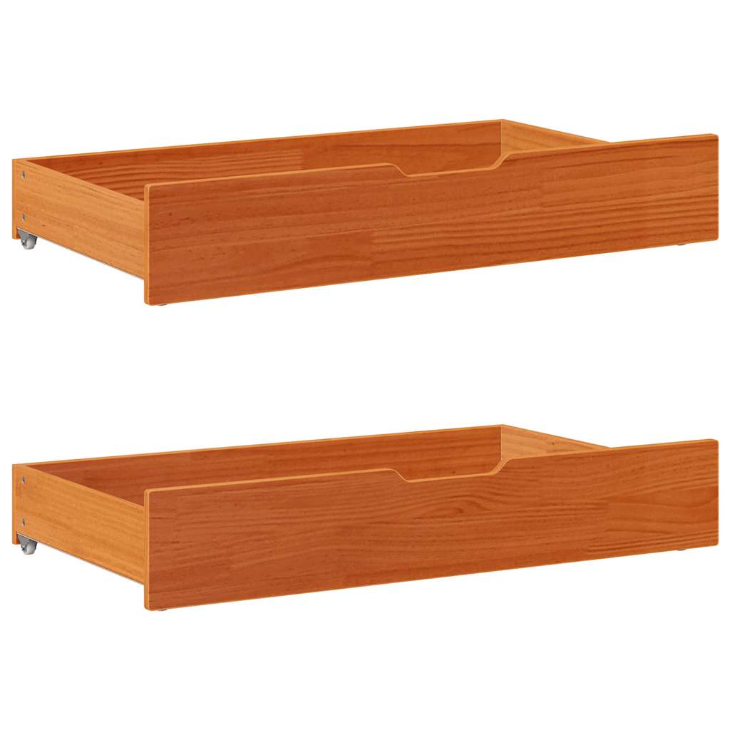 sengeskuffer 2 stk. 95x55x17 cm massivt fyrretræ gyldenbrun