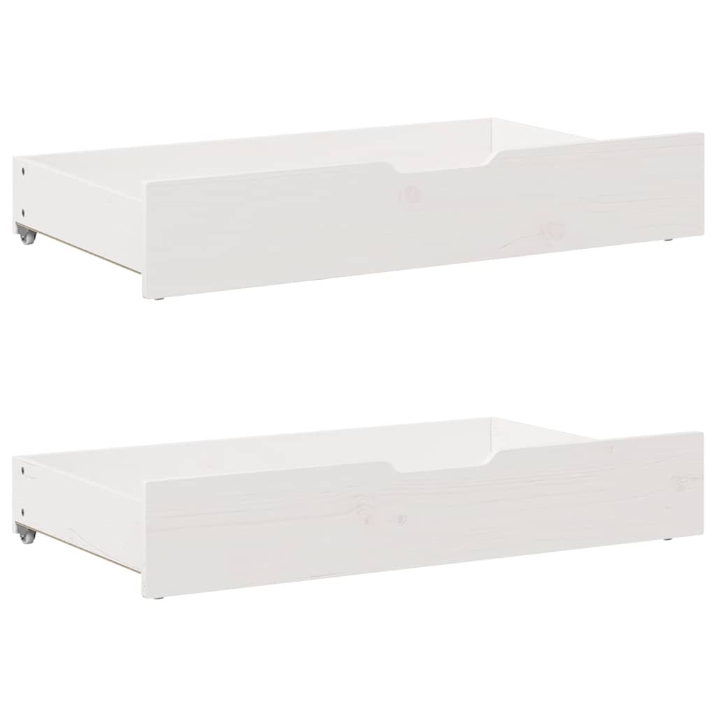 sengeskuffer 2 stk. 90x55x17 cm massivt fyrretræ hvid