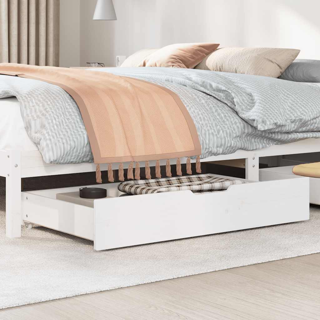 sengeskuffer 2 stk. 90x55x17 cm massivt fyrretræ hvid