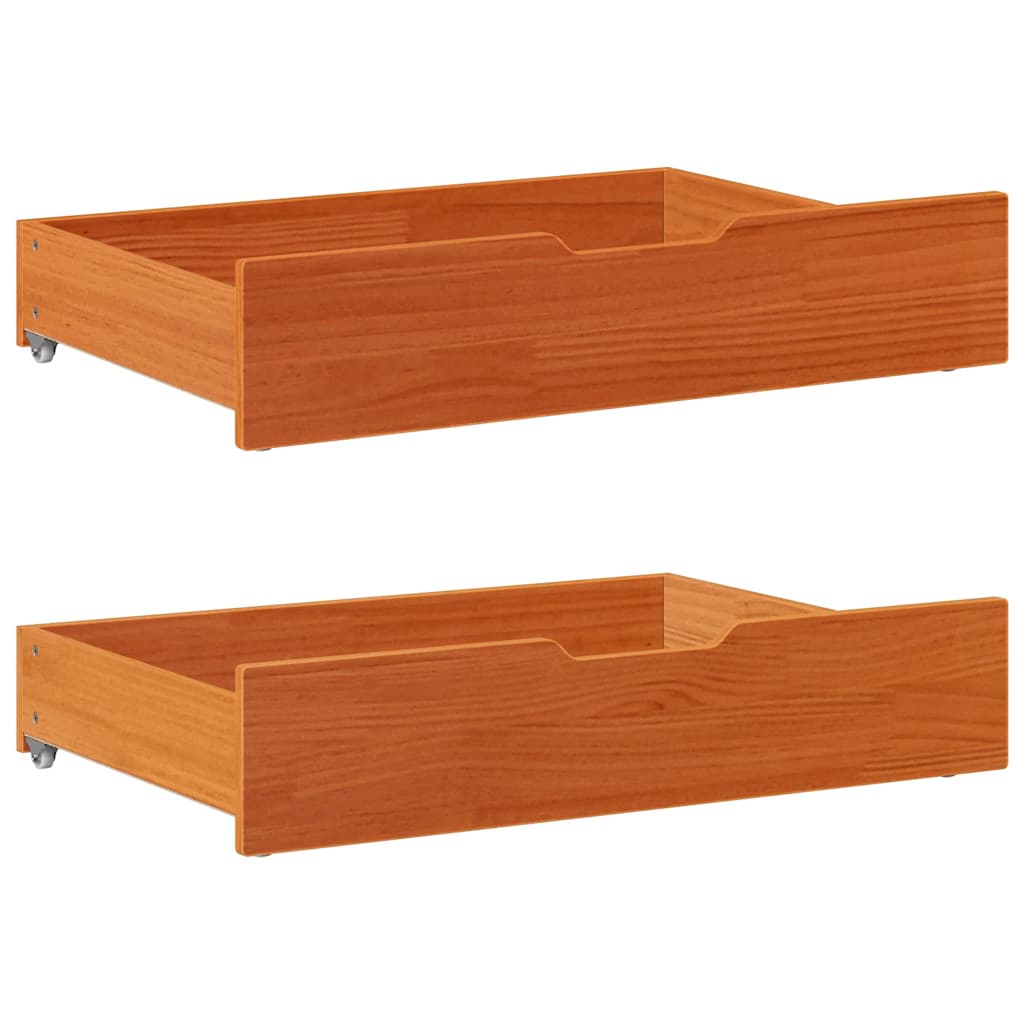 sengeskuffer 2 stk. 80x55x17 cm massivt fyrretræ gyldenbrun