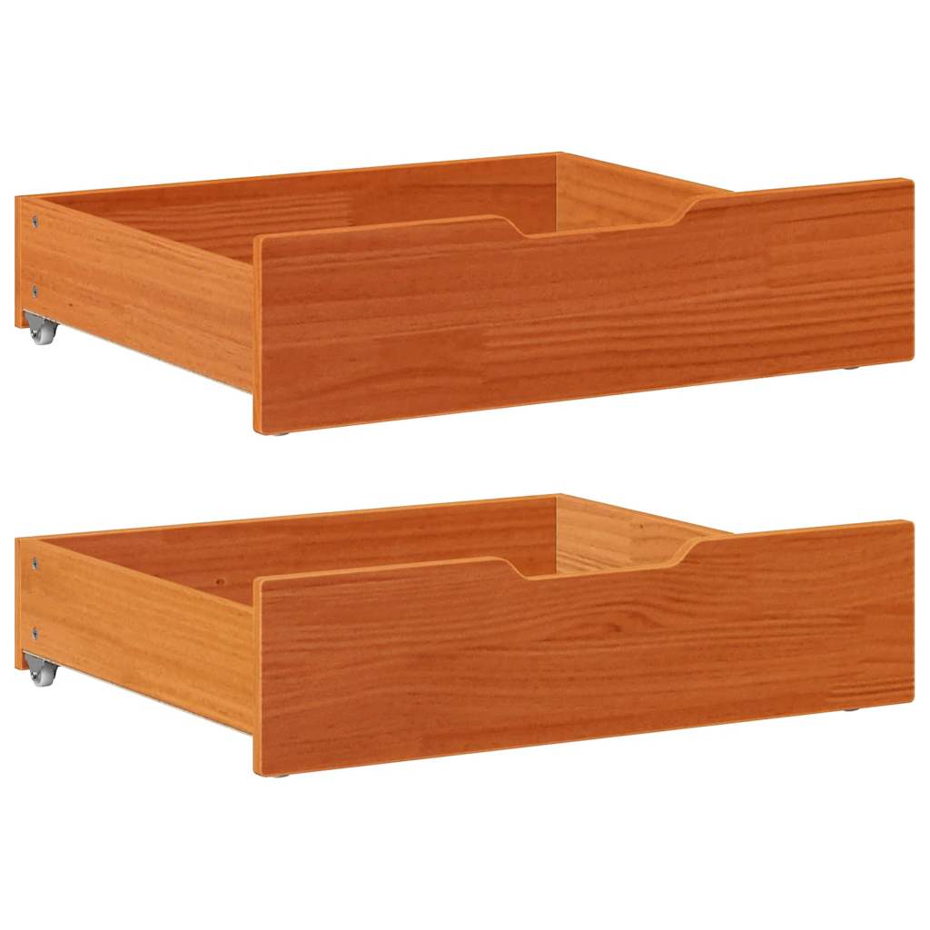sengeskuffer 2 stk. 75x55x17 cm massivt fyrretræ gyldenbrun