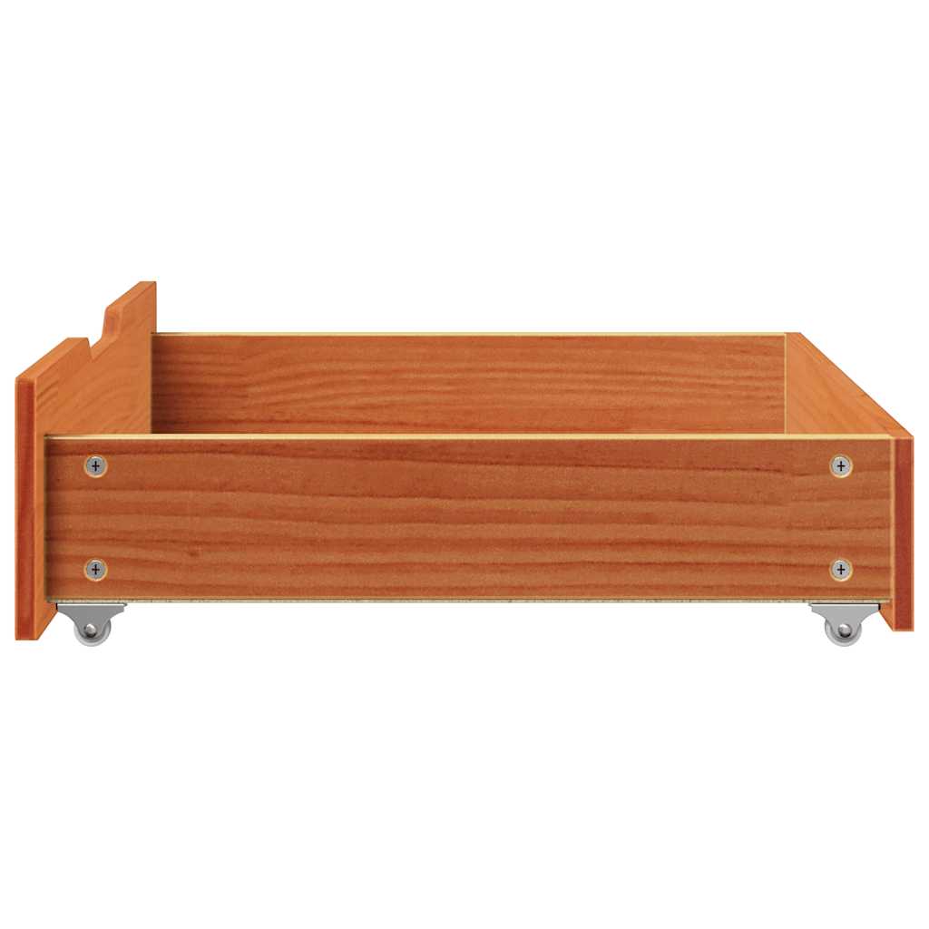 sengeskuffer 2 stk. 75x55x17 cm massivt fyrretræ gyldenbrun