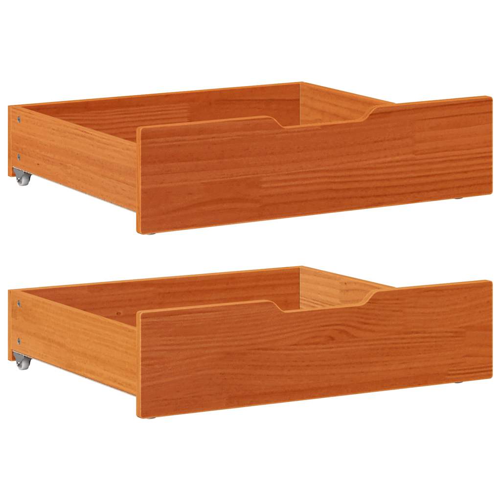 sengeskuffer 2 stk. 65x55x17 cm massivt fyrretræ gyldenbrun