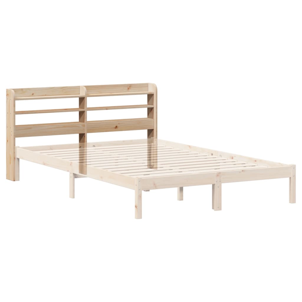 sengegavl med hylder 150 cm massivt fyrretræ