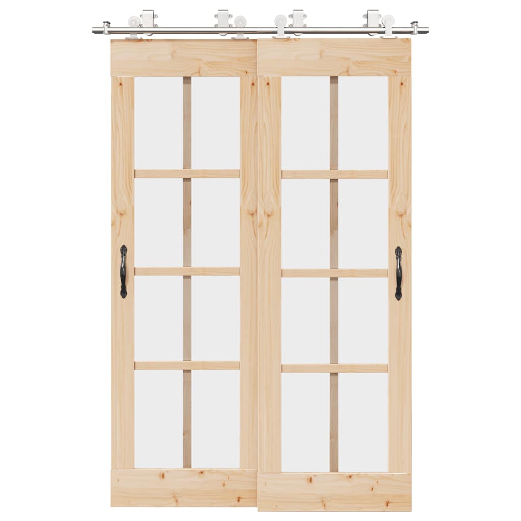hardwarekit til skydedør 183 cm rustfrit stål sølvfarvet