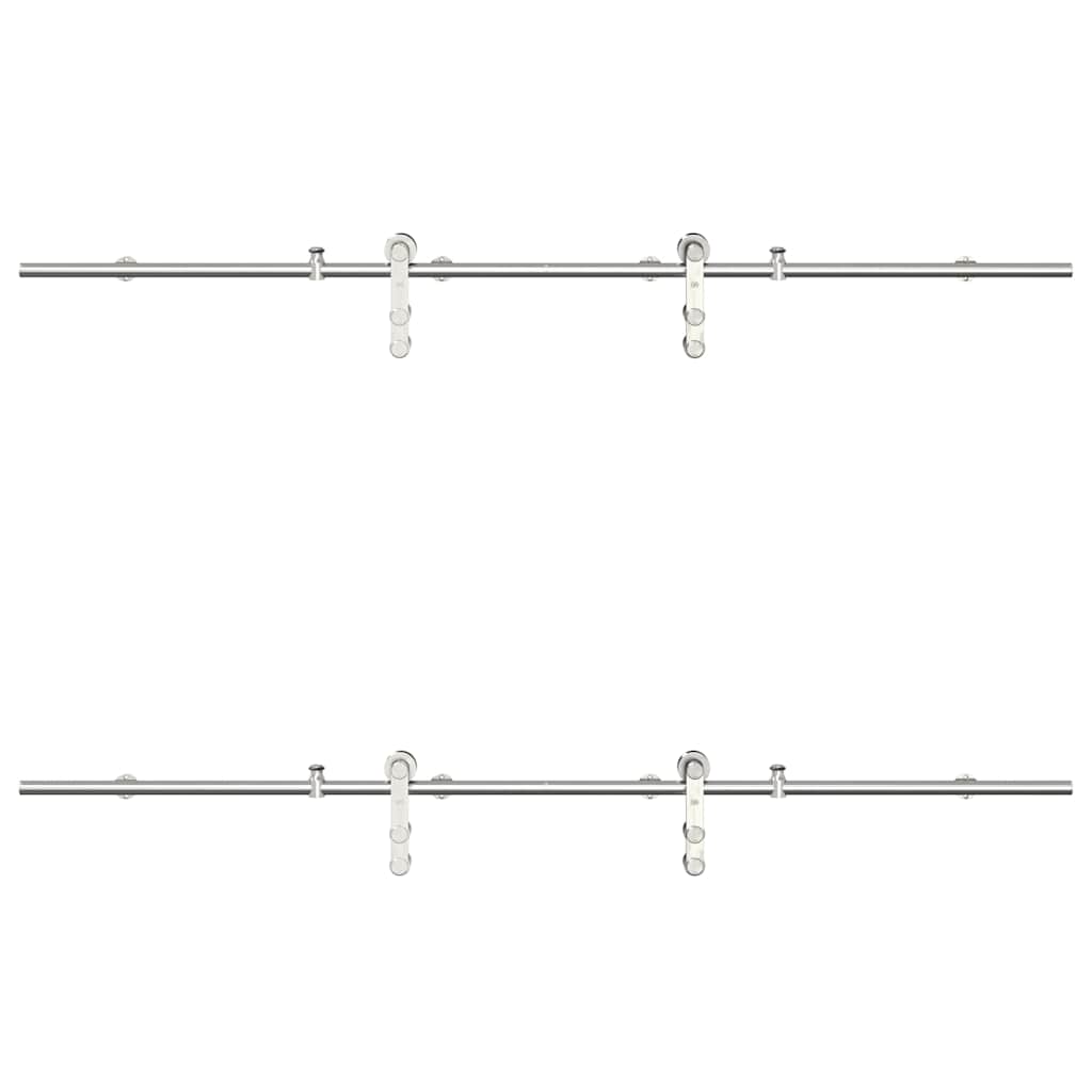 hardwarekit til skydedør 183 cm rustfrit stål sølvfarvet