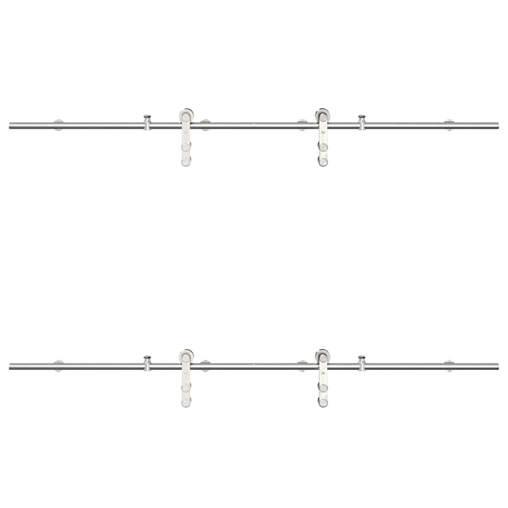 hardwarekit til skydedør 200 cm rustfrit stål sølvfarvet