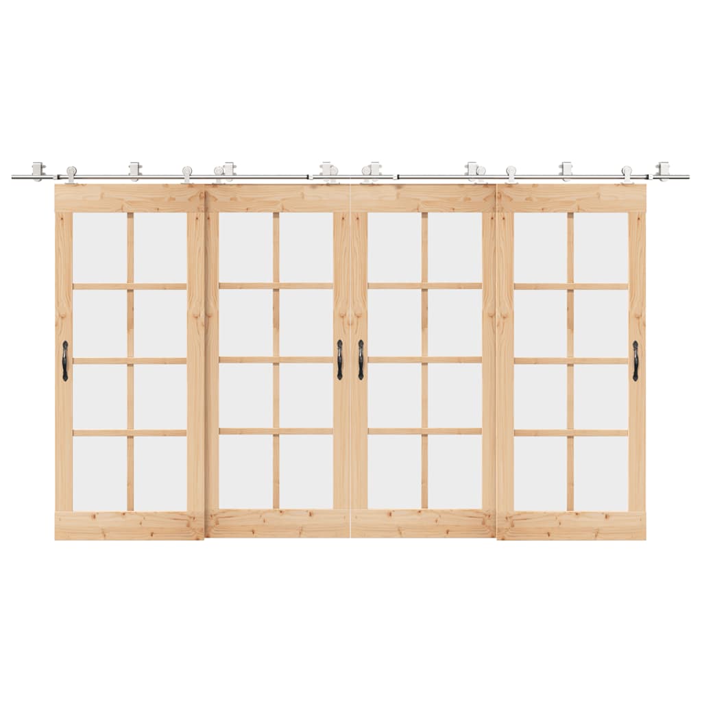 hardwarekit til skydedør 200 cm rustfrit stål sølvfarvet
