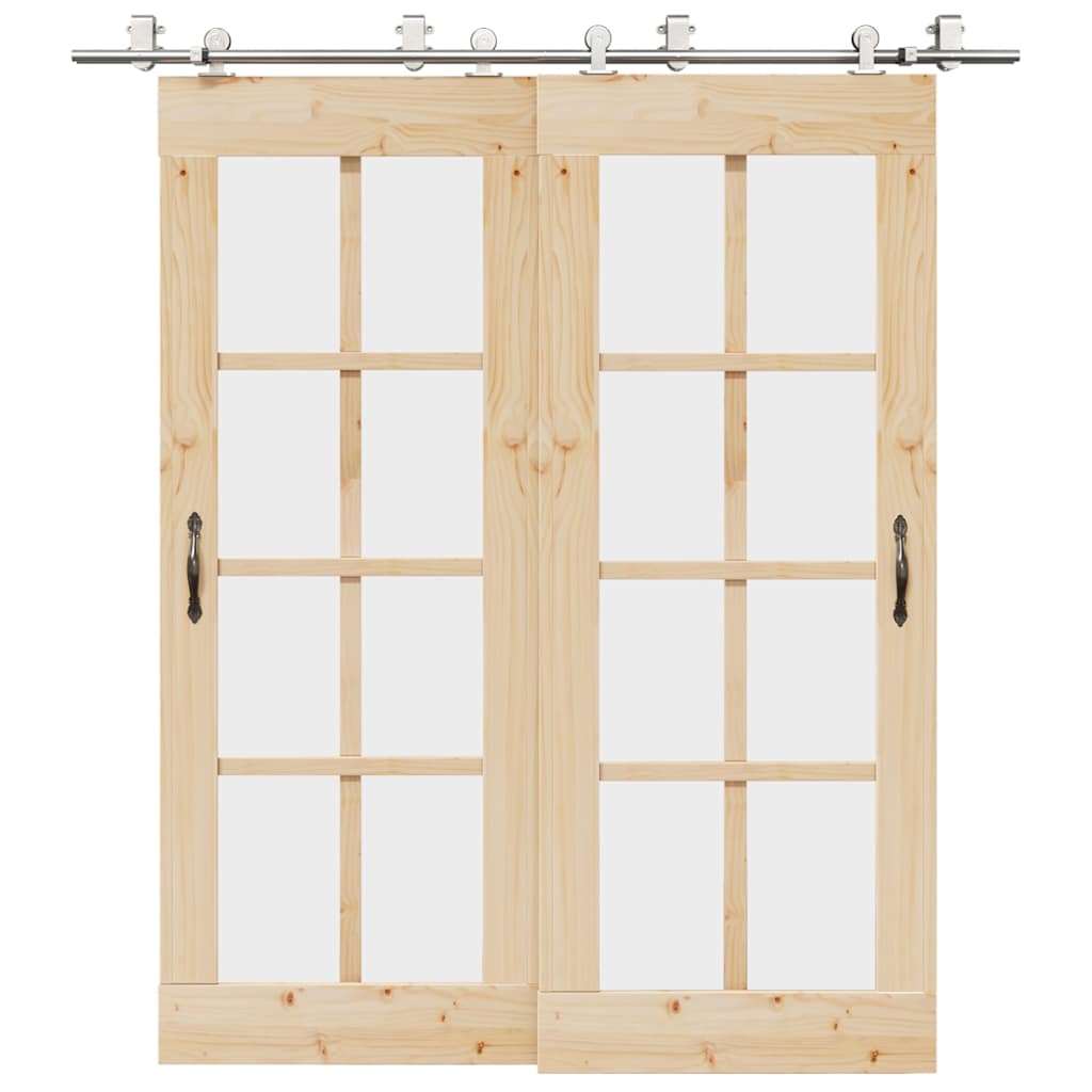 hardwarekit til skydedør 200 cm rustfrit stål sølvfarvet