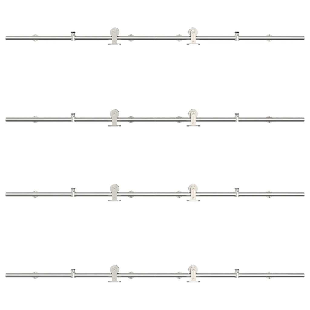 hardwarekit til skydedør 366 cm rustfrit stål sølvfarvet