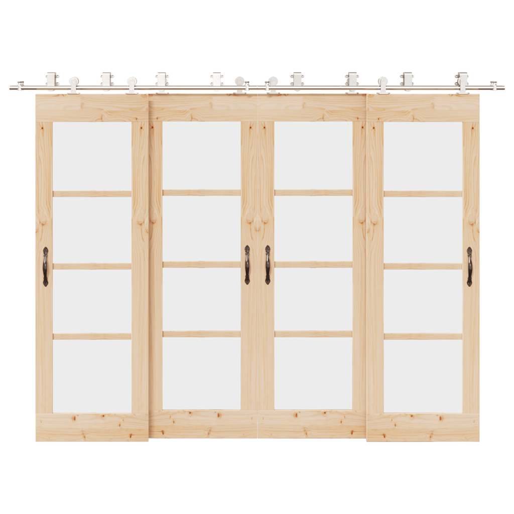 hardwarekit til skydedør 366 cm rustfrit stål sølvfarvet
