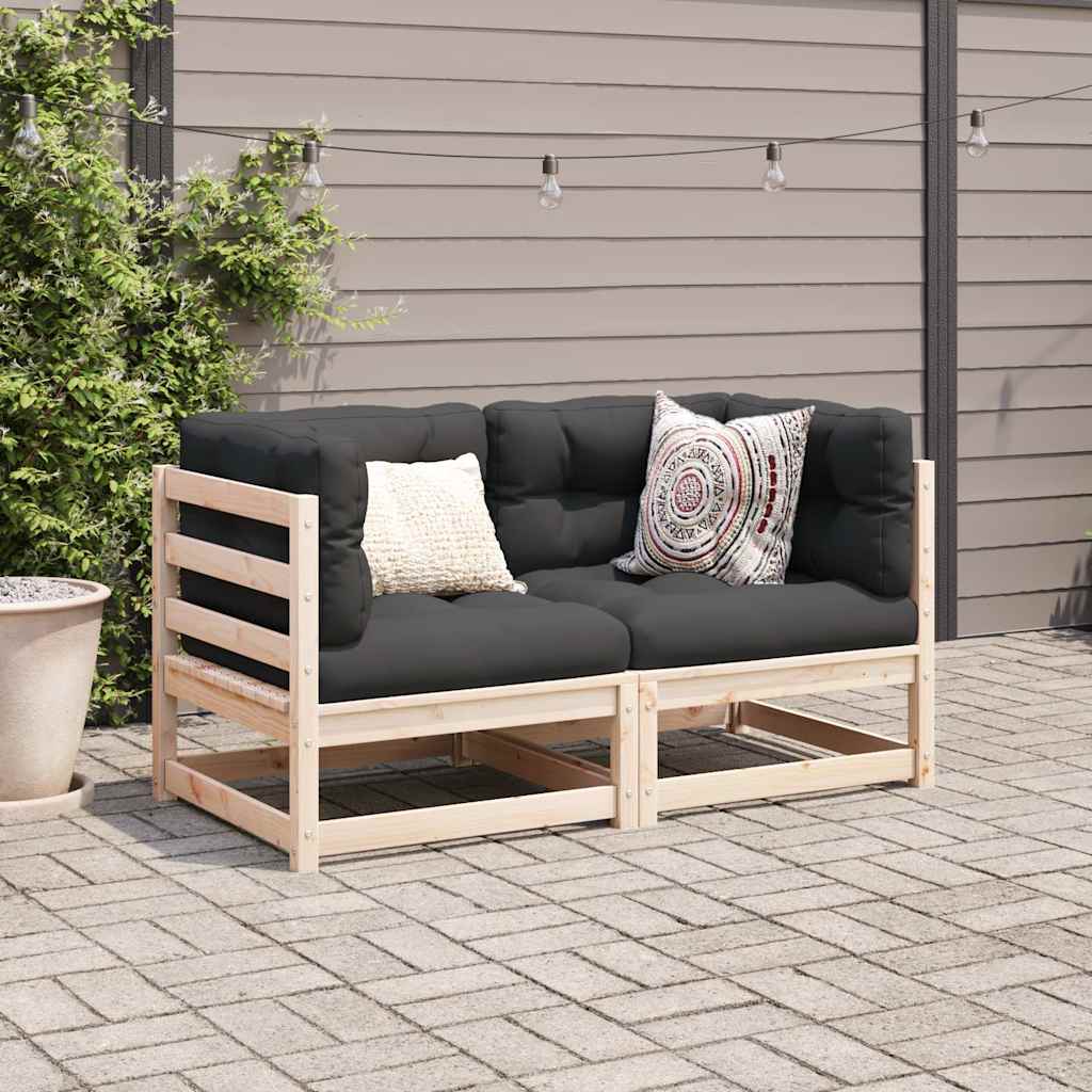 sofasæt til haven 2 dele massivt fyrretræ