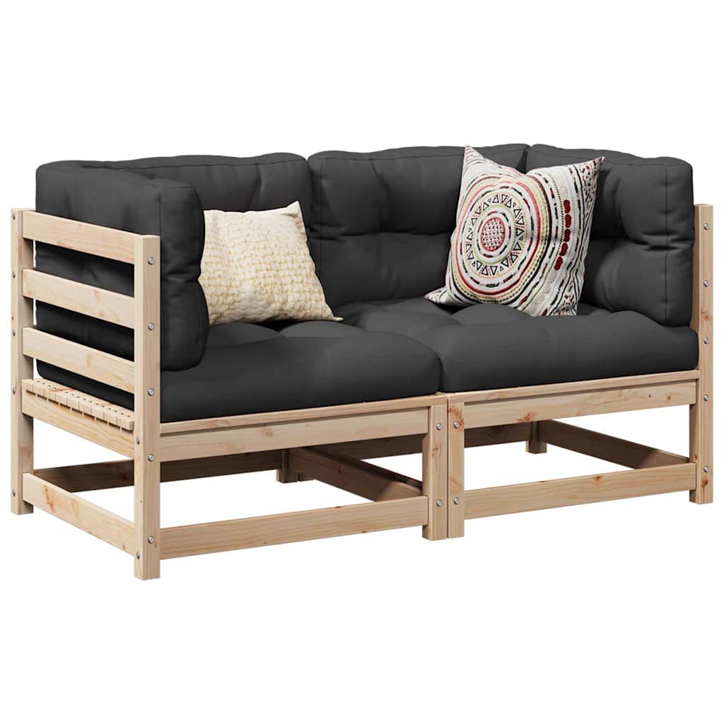 sofasæt til haven 2 dele massivt fyrretræ