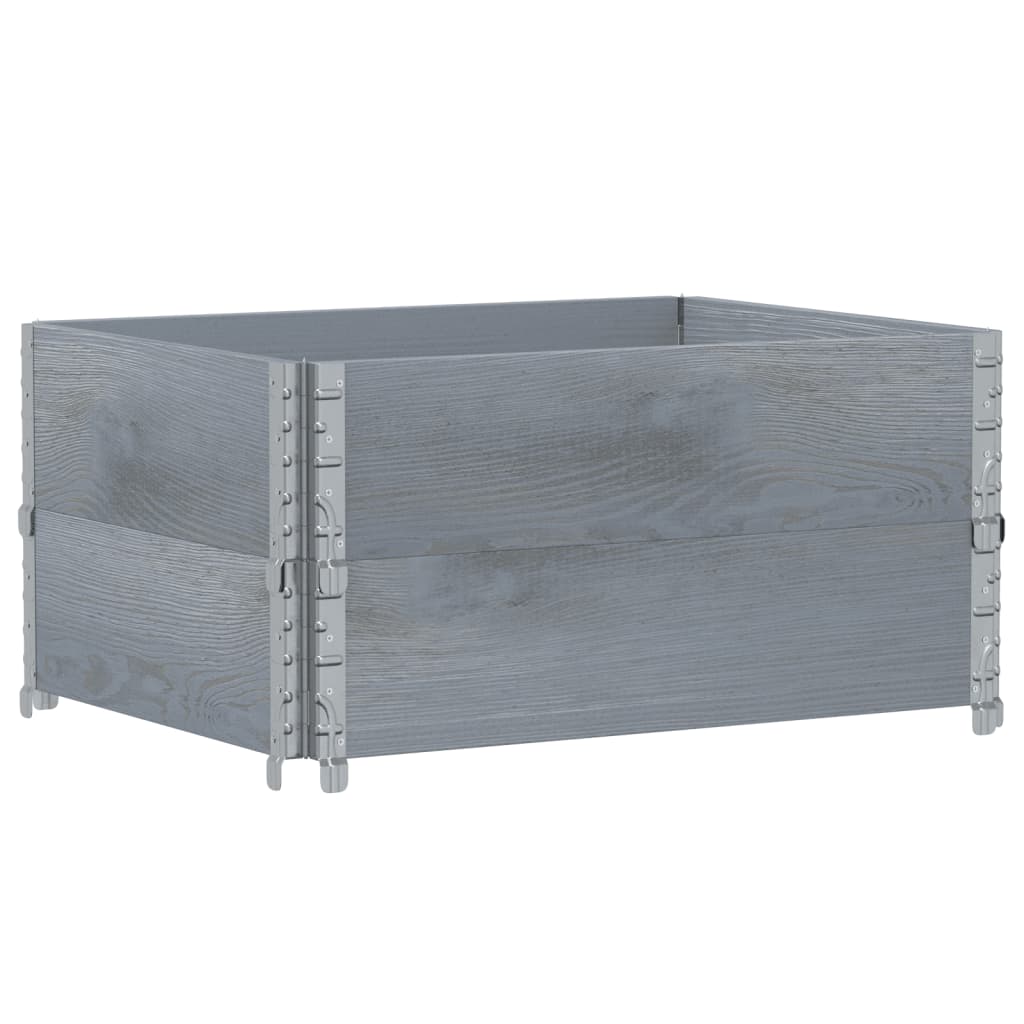 pallerammer 2 stk. 80x60 cm massivt fyrretræ grå