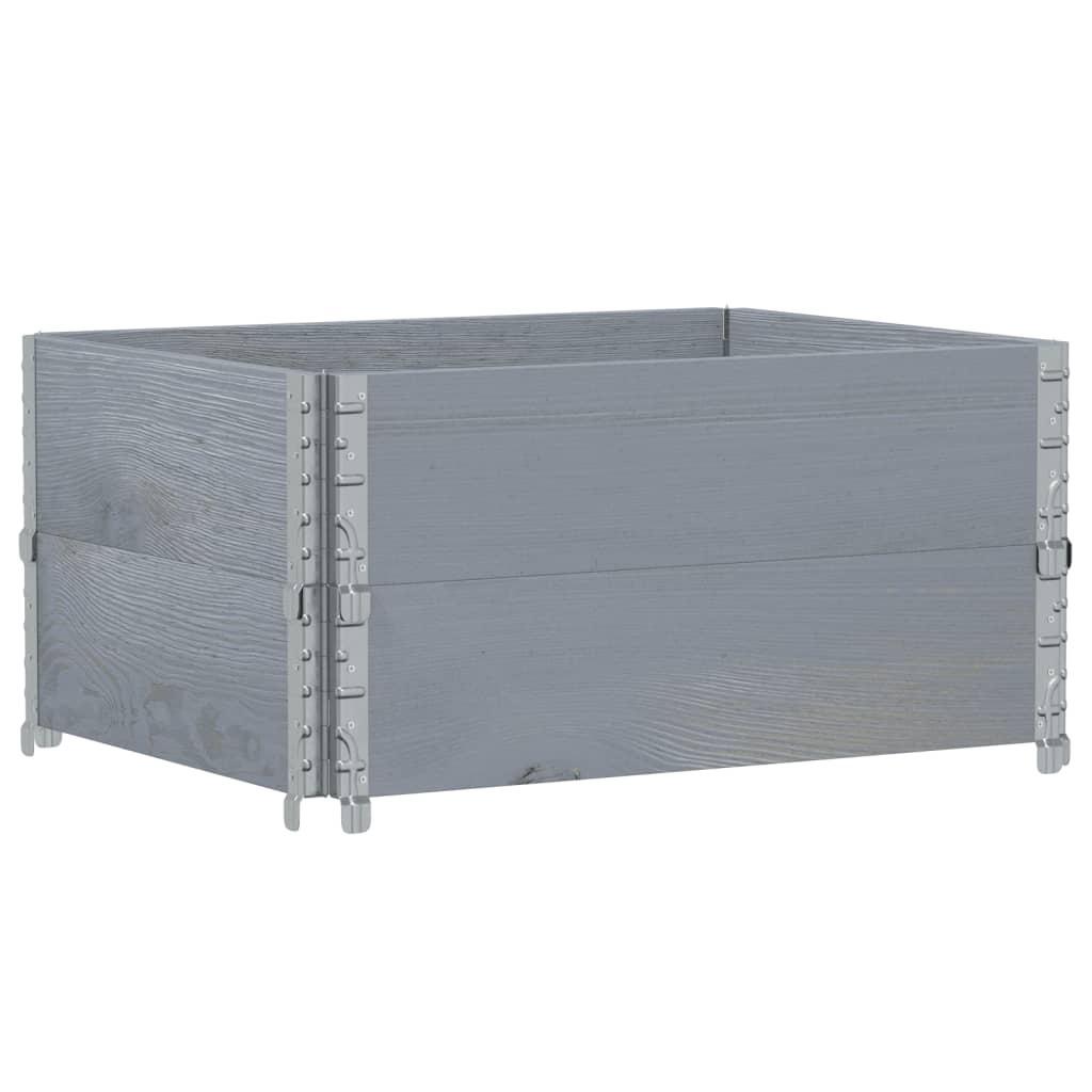 pallerammer 2 stk. 80x60 cm massivt fyrretræ grå