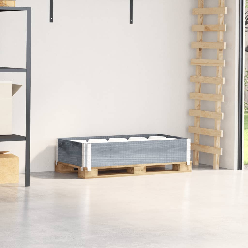 palleramme 100x50 cm massivt fyrretræ grå