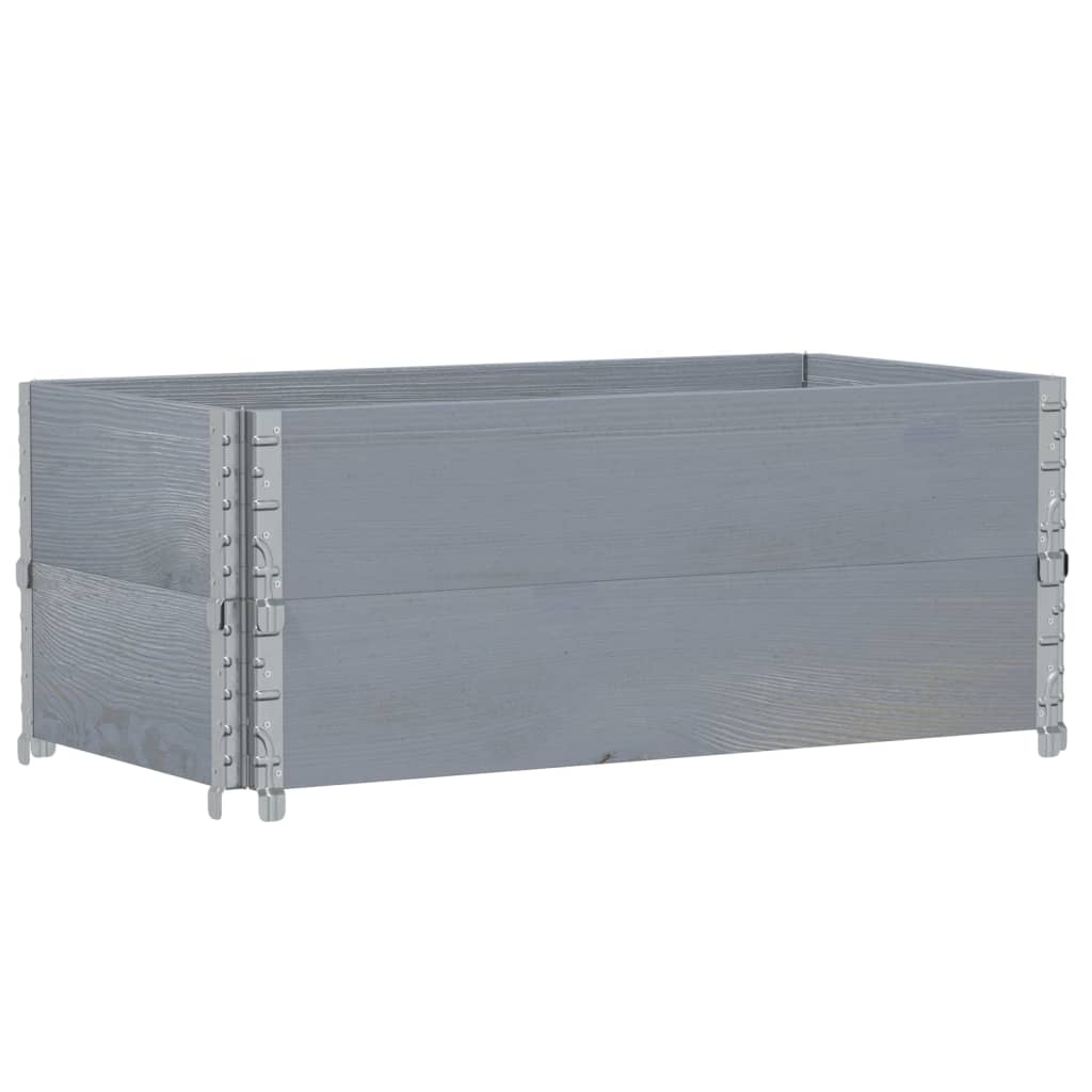 pallerammer 2 stk. 100x50 cm massivt fyrretræ grå
