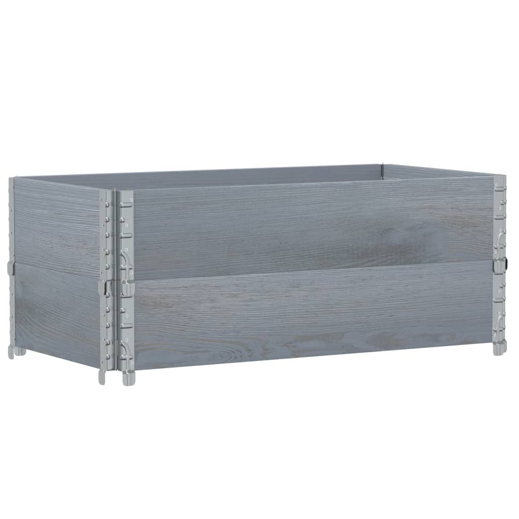 pallerammer 2 stk. 100x50 cm massivt fyrretræ grå