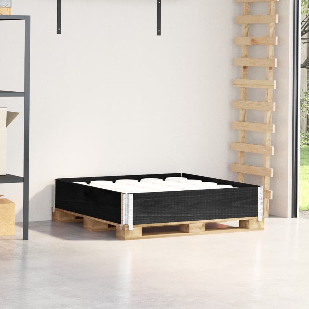palleramme 100x100 cm massivt fyrretræ sort