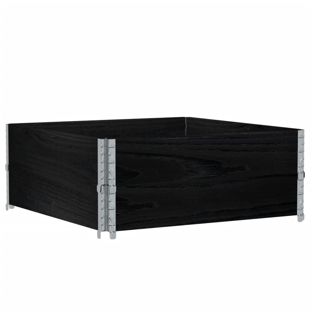 pallerammer 2 stk. 100x100 cm massivt fyrretræ sort