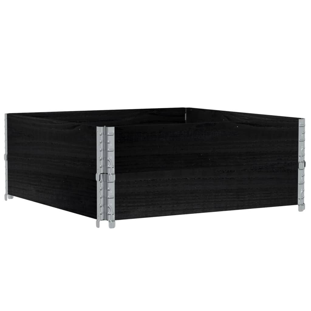 pallerammer 2 stk. 100x100 cm massivt fyrretræ sort