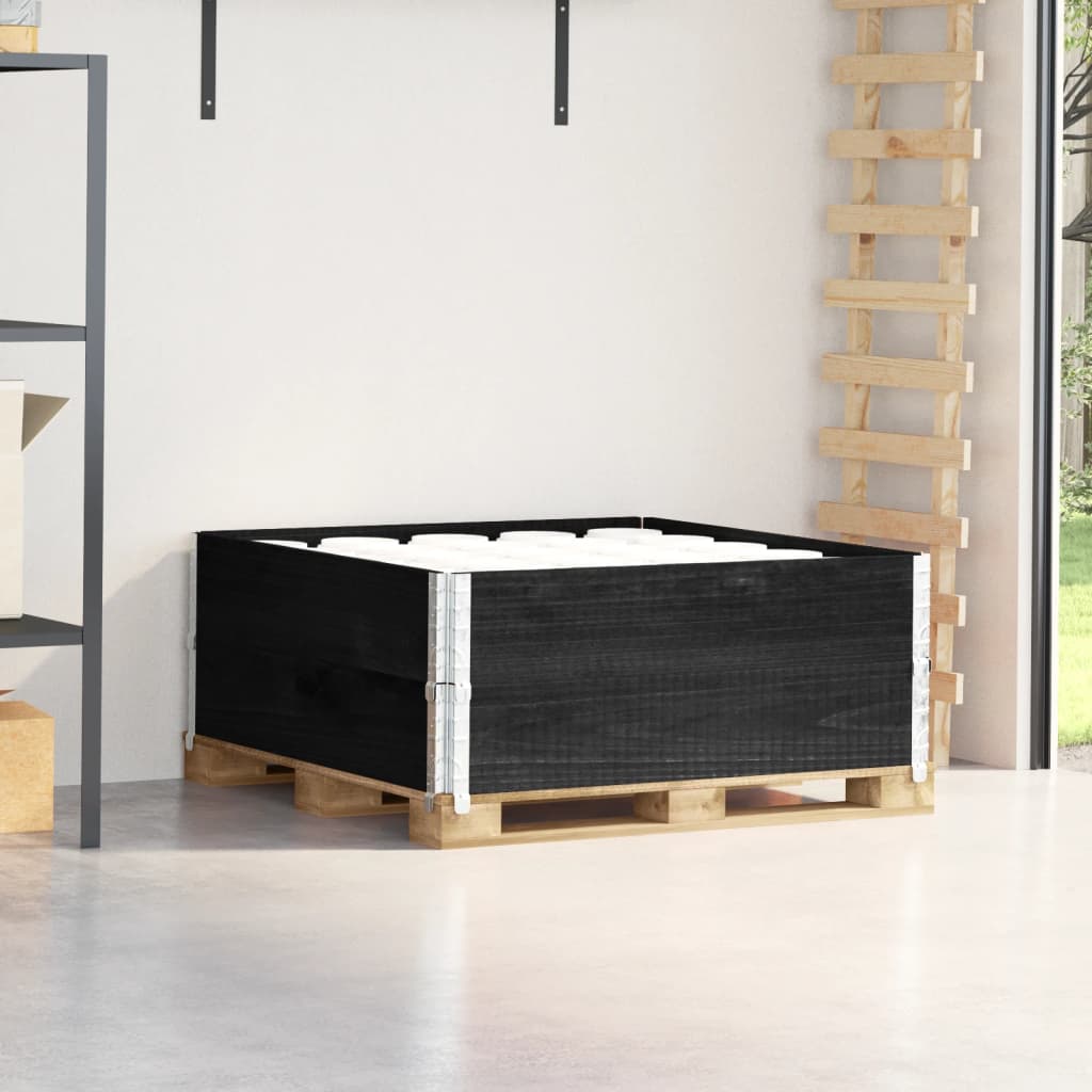 pallerammer 2 stk. 100x100 cm massivt fyrretræ sort