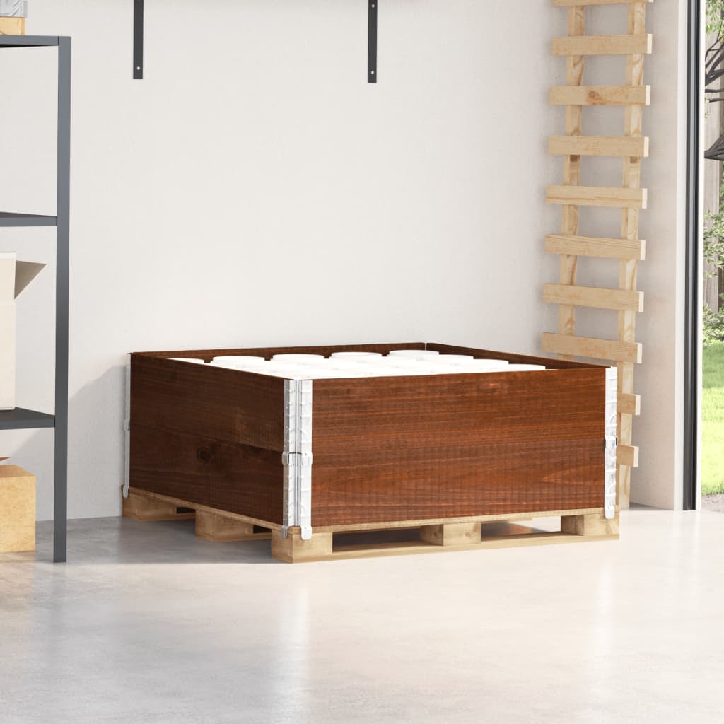 pallerammer 2 stk. 100x100 cm massivt fyrretræ brun