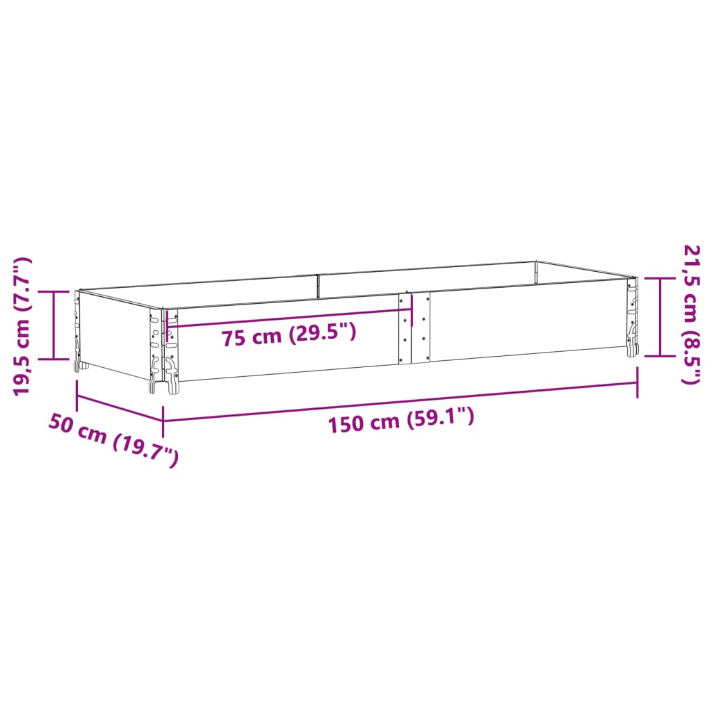 palleramme 150x50 cm massivt fyrretræ brun
