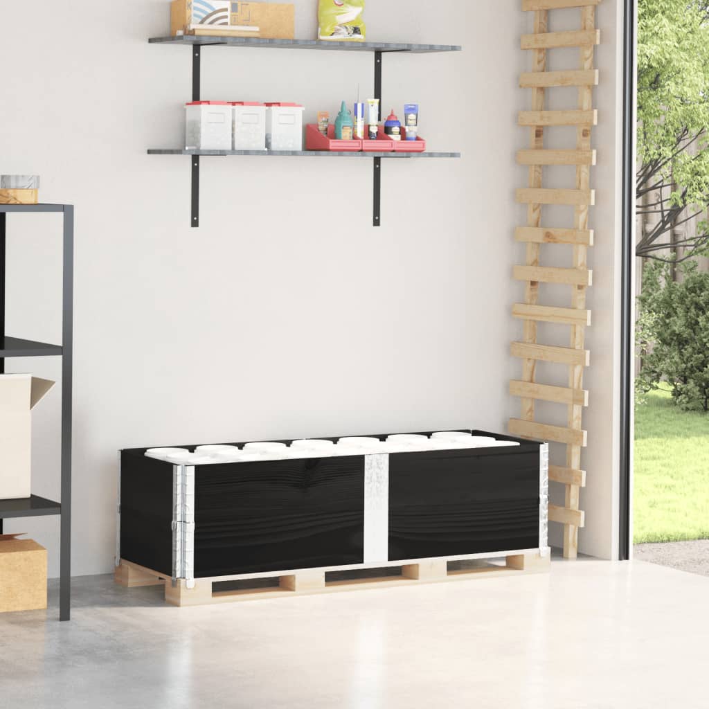 pallerammer 2 stk. 150x50 cm massivt fyrretræ sort