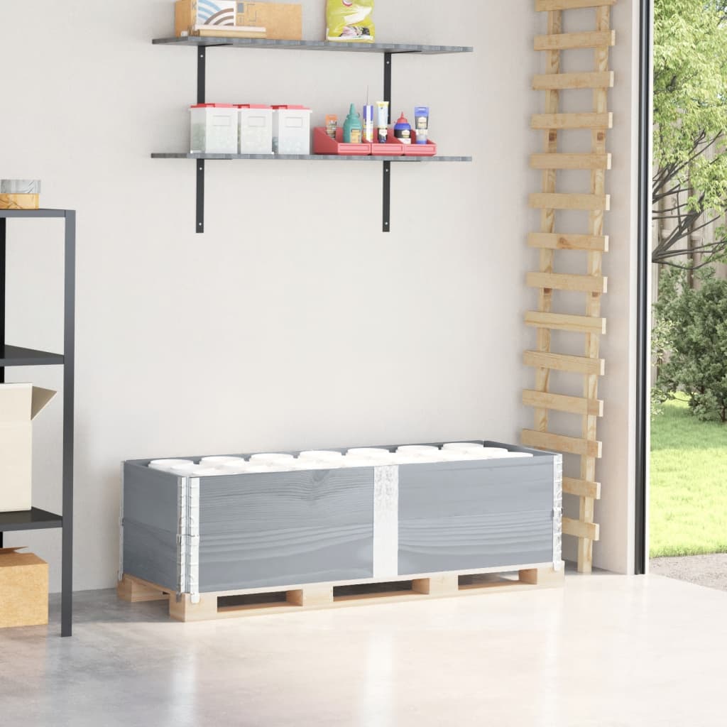 pallerammer 2 stk. 150x50 cm massivt fyrretræ grå