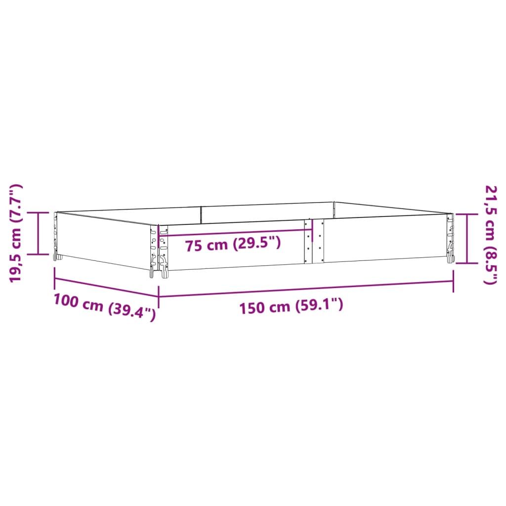 palleramme 150x100 cm massivt fyrretræ brun