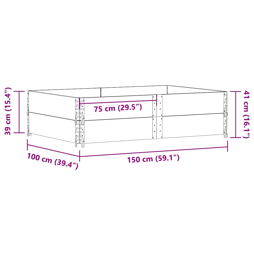 pallerammer 2 stk. 150x100 cm massivt fyrretræ