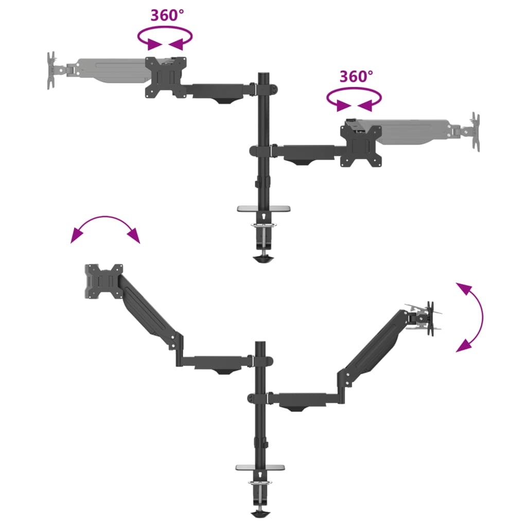 dobbelt skærmholder maks. 27" skærm gasfjeder 20 kg