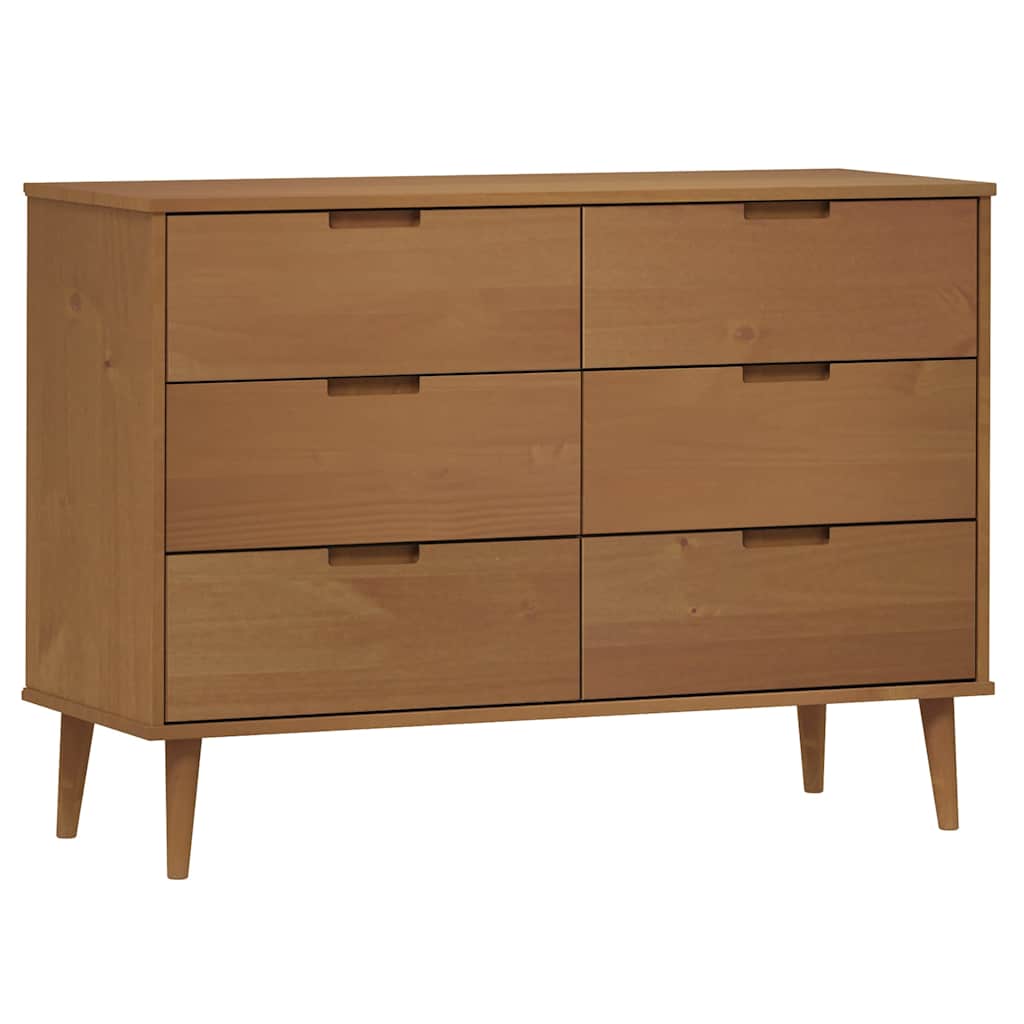sengebord MOLDE 113x40x80 cm massivt fyrretræ brun