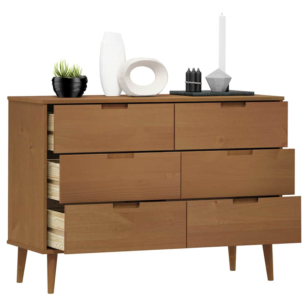sengebord MOLDE 113x40x80 cm massivt fyrretræ brun