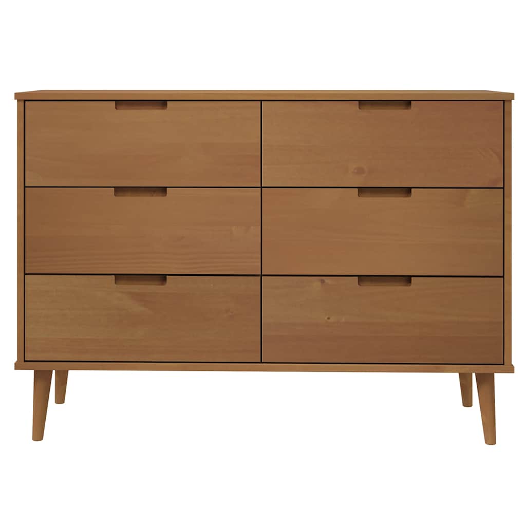 sengebord MOLDE 113x40x80 cm massivt fyrretræ brun