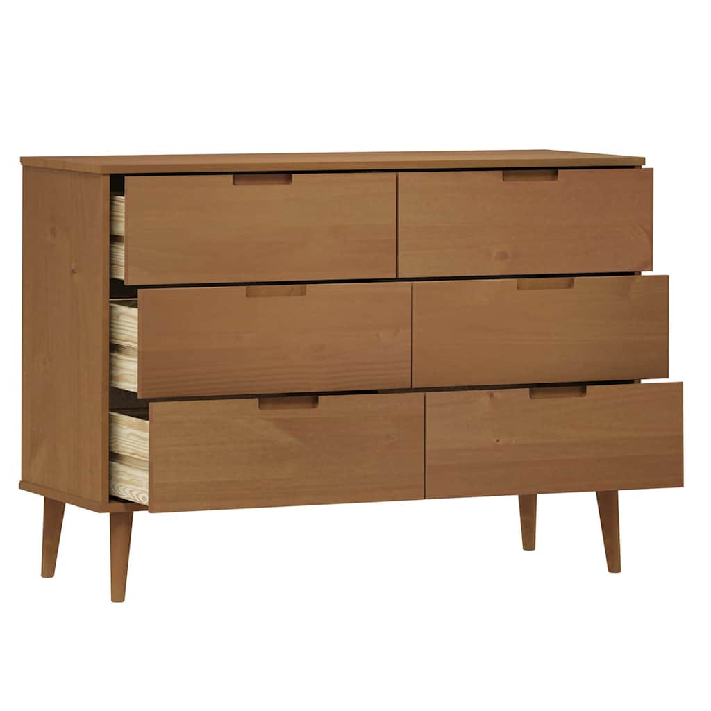 sengebord MOLDE 113x40x80 cm massivt fyrretræ brun