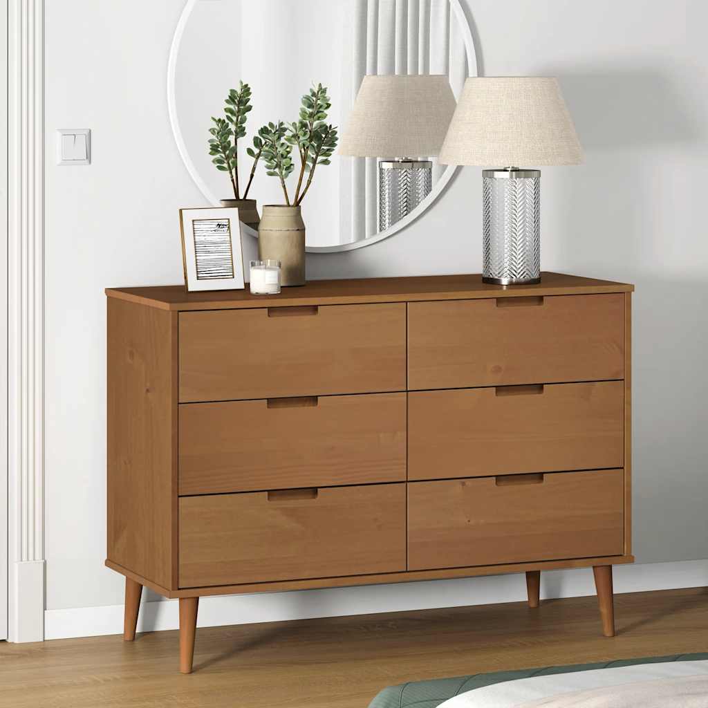 sengebord MOLDE 113x40x80 cm massivt fyrretræ brun