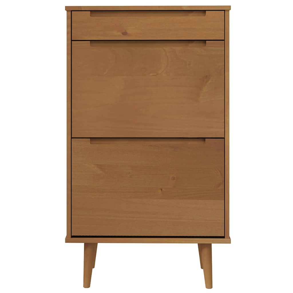 skoskab MOLDE 59,5x35x103 cm massivt fyrretræ brun